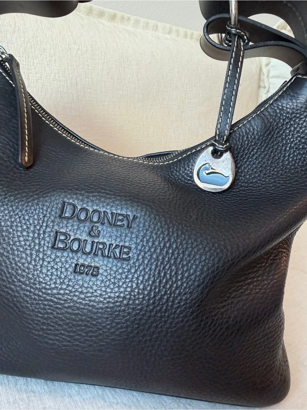 Dooney & Bourke Black Pebbled Leather Hobo Shoulder Bag